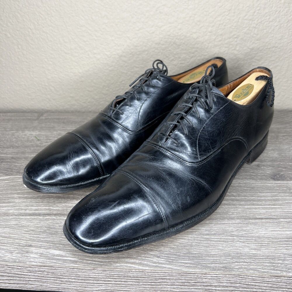 Church's Custom Grade Black Leather Cap Toe Oxford Dress Shoes Mens US 11.5 B